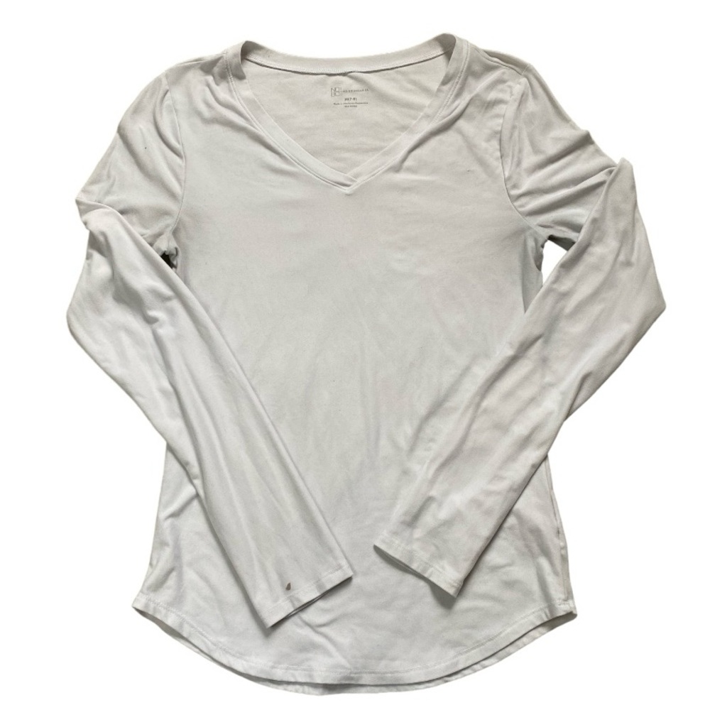 No Boundaries White Soft Womens Long Sleeve V-Neck Shirt Size Medium